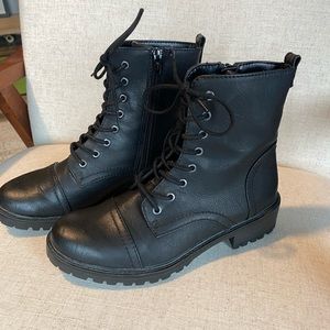 Black zip up combat boots